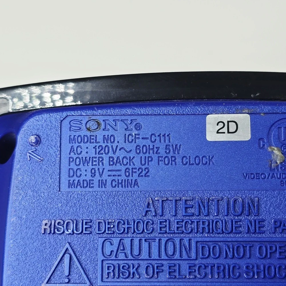 Vintage Sony ICF-C111 Dream Machine AM/FM Clock Radio Blue Alarm Snooze Tested
